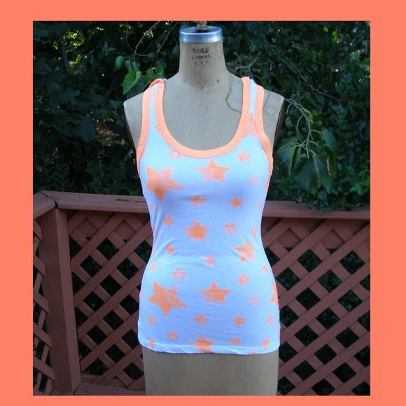 NEW size S/M 4-8 Hooded Tank top by JET SET Neon Orange/white - Picture 1 of 12